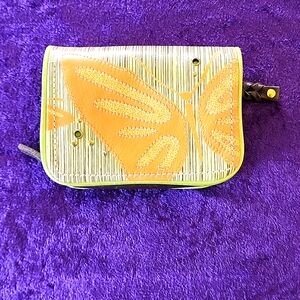 Orange Butterfly Fossil Leather Wallet
